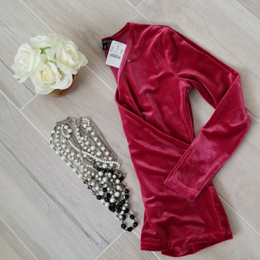 J.Crew Mercantile Velvet Wrap Long Sleeve Blouse